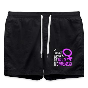 My favorite season is the fall of the patriarchy - Badeshorts - Schwarz - Vorne - AI Model Male 185 light (185cm)
