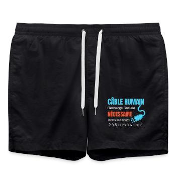 Câble Humain Recharge Sociale humour - Short de bain - noir - Devant - AI Model Male 185 light (185cm)