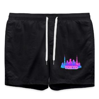 Néons de Tokyo Skyline - Short de bain - noir - Devant - AI Model Male 185 light (185cm)