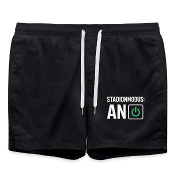 Stadionmodus: AN – Fußballfan Design - Badeshorts - Schwarz - Vorne - AI Model Male 185 light (185cm)