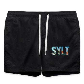 SYLT – maritim, elegant, nordisch - Badeshorts - Schwarz - Vorne - AI Model Male 185 light (185cm)
