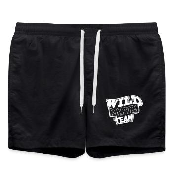 Wild Party Team Graffiti Motiv - Badeshorts - Schwarz - Vorne - AI Model Male 185 light (185cm)