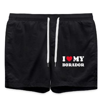 I Love My Borador Hund Besitzer - Badeshorts - Schwarz - Vorne - AI Model Male 185 light (185cm)