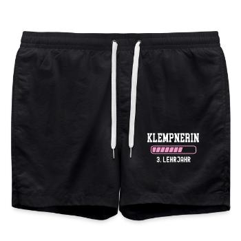 Klempnerin Ausbildung 3 Lehrjahr Klempner Lehre - Badeshorts - Schwarz - Vorne - AI Model Male 185 light (185cm)