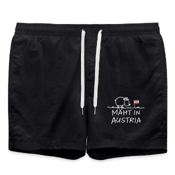 Mäht en Autriche – Lustiger Schaf Spruch mit Humour - Short de bain - noir - Devant - AI Model Male 185 light (185cm)
