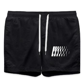 Barres obliques diagonales monochromes - Short de bain - noir - Devant - AI Model Male 185 light (185cm)