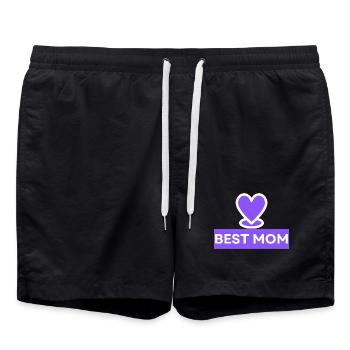 Meilleur emblème de cœur de maman - Short de bain - noir - Devant - AI Model Male 185 light (185cm)