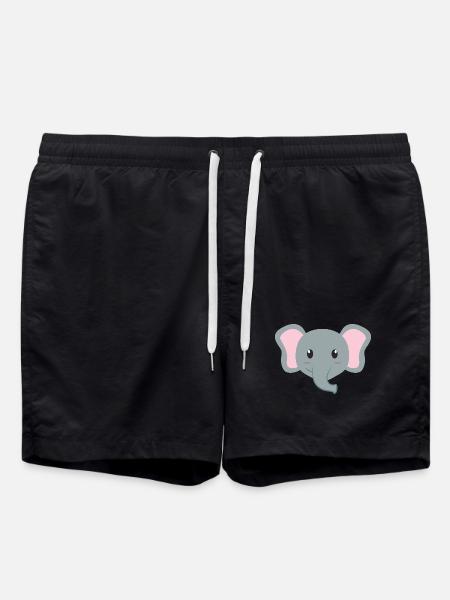 Elephant Cartoon - Swim Trunks - black