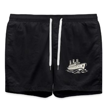 Navire de ligne vintage sur les vagues rugissantes - Short de bain - noir - Devant - AI Model Male 185 light (185cm)