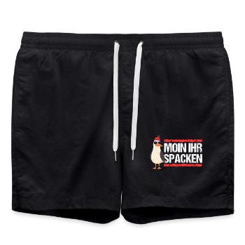 Hamburg Moin Spacken Nordsee Hamburger Möwe Lustig - Badeshorts - Schwarz - Vorne - AI Model Male 185 light (185cm)
