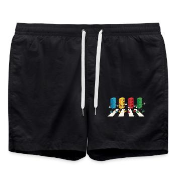 Zebra Made Of Bricks Creative Block Builder - Badeshorts - Schwarz - Vorne - AI Model Male 185 light (185cm)