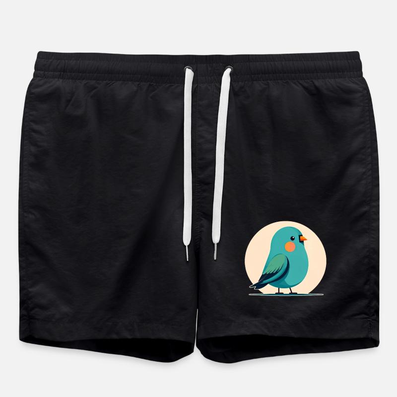 Kleiner grün-blauer Vogel - Badeshorts - Schwarz