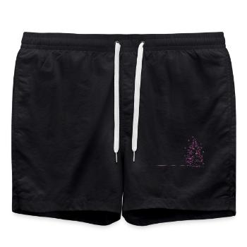 Croquis d’arbre de Noël de lignes roses - Short de bain - noir - Devant - AI Model Male 185 light (185cm)