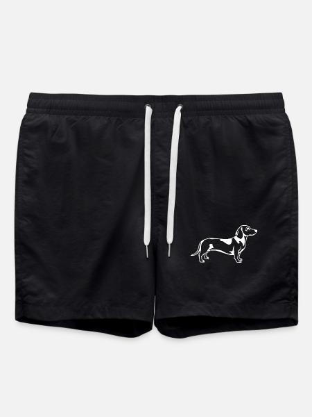 Dachshund Dog T-shirt Gift - Swim Trunks - black