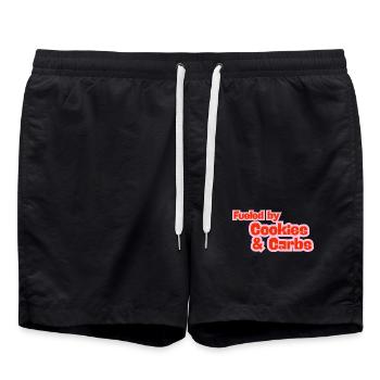 Angetrieben von Keksen und Kohlenhydraten - Badeshorts - Schwarz - Vorne - AI Model Male 185 light (185cm)