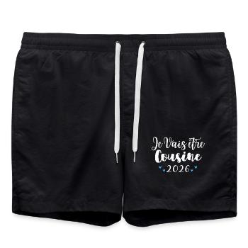 Ich werde Cousine 2026 Schwangerschaftsankündigung - Badeshorts - Schwarz - Vorne - AI Model Male 185 light (185cm)
