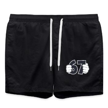 Minimaliste Fun Numéro 67 Conception graphique - Short de bain - noir - Devant - AI Model Male 185 light (185cm)