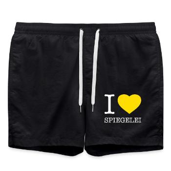 I love Spiegelei - Badeshorts - Schwarz - Vorne - AI Model Male 185 light (185cm)