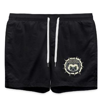 Hérisson mignon jetant un coup d’œil hors de la fissure - Cadeau amusant - Short de bain - noir - Devant - AI Model Male 185 light (185cm)