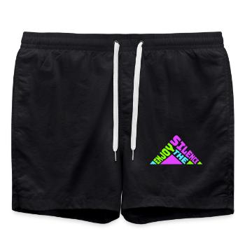 Profitez du silence Dire calme Silence Introverti - Short de bain - noir - Devant - AI Model Male 185 light (185cm)