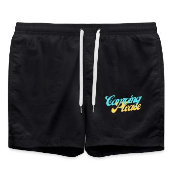 Camping Please Retro Script - Short de bain - noir - Devant - AI Model Male 185 light (185cm)