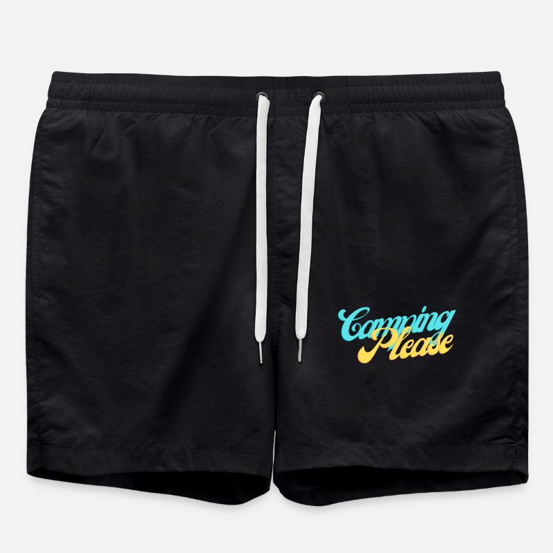 Camping Please Retro Script - Badeshorts - Schwarz