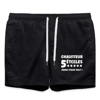 Chauffeur 5 Étoiles Merci Pour Tout - Short de bain - noir - Devant - AI Model Male 185 light (185cm)