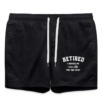 Retraité, j’ai travaillé toute ma vie pour ce drôle - Short de bain - noir - Devant - AI Model Male 185 light (185cm)