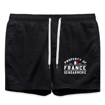 Gendarmerie Est 1972 - Short de bain - noir - Devant - AI Model Male 185 light (185cm)