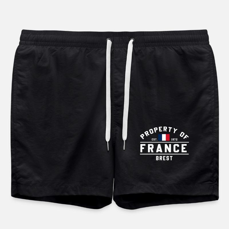 Propriété française Logo Brest - Short de bain - noir