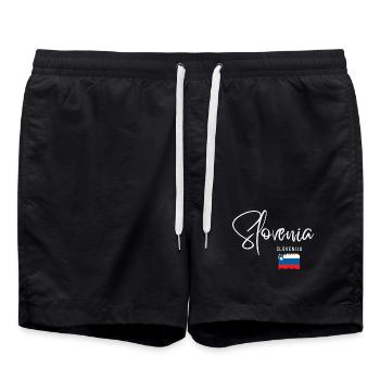 Made in Slovenia, slowenischer Stolz - Badeshorts - Schwarz - Vorne - AI Model Male 185 light (185cm)