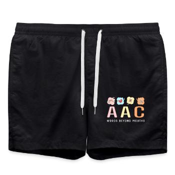 SLP Gebärdensprache AAC Kommunikation - Badeshorts - Schwarz - Vorne - AI Model Male 185 light (185cm)