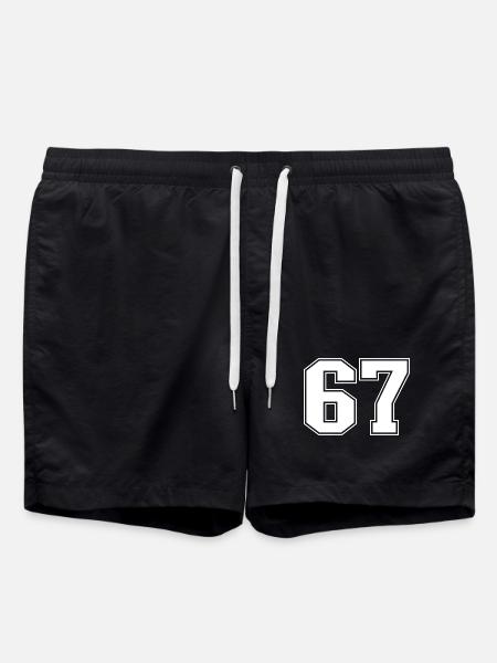 Fun 67 Zahl 6-7 6 7 Sechs Sieben - Badeshorts - Schwarz