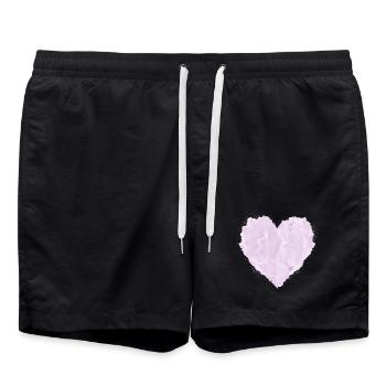Coeur rose à l’aspect nuage – design doux - Short de bain - noir - Devant - AI Model Male 185 light (185cm)