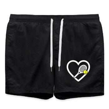 Tennis Coeur Raquette Balle Sport Passion - Short de bain - noir - Devant - AI Model Male 185 light (185cm)