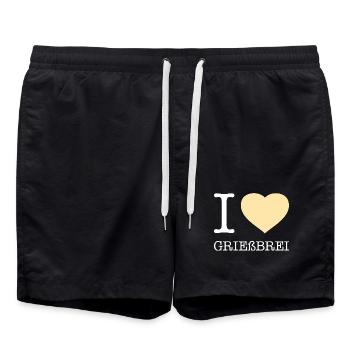 I love Grießbrei - Badeshorts - Schwarz - Vorne - AI Model Male 185 light (185cm)