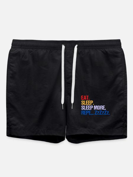 EAT SLEEP SLEEP MORE ZzZzZ - Swim Trunks - black