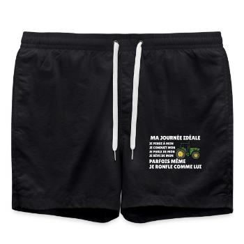 Tracteur agricole humour fermier passion paysanne  - Short de bain - noir - Devant - AI Model Male 185 light (185cm)