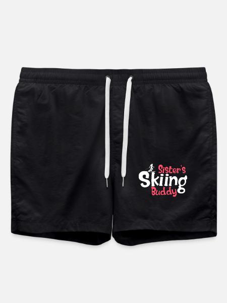 Funny Ski Lovers Graphic for Sisters - Swim Trunks - black