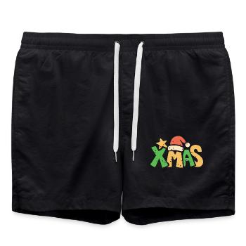 Lettrage de Noël dans le style dessin animé de Noël - Short de bain - noir - Devant - AI Model Male 185 light (185cm)