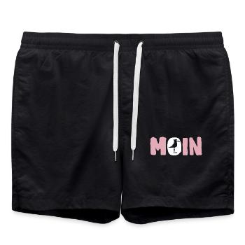 Moin mit Möwe - Badeshorts - Schwarz - Vorne - AI Model Male 185 light (185cm)