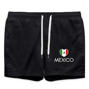 Herz mit mexikanischer Flagge, mexikanischer Stolz - Badeshorts - Schwarz - Vorne - AI Model Male 185 light (185cm)