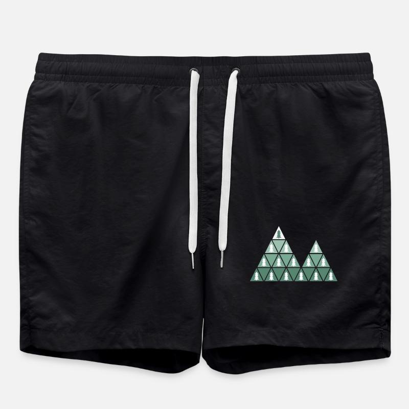 Fir Trees & Mountains - Swim Trunks - black