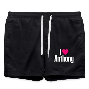 I Love Anthony Pink Heart I Love Anthony - Swim Trunks - black - Front - AI Model Male 185 light (185cm)