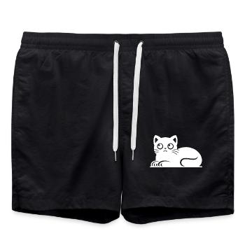 Dessin mignon de style tatouage de chat chat - Short de bain - noir - Devant - AI Model Male 185 light (185cm)