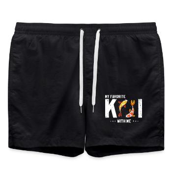 My Favorite Koi With Me Fish Lover Humor - Badeshorts - Schwarz - Vorne - AI Model Male 185 light (185cm)