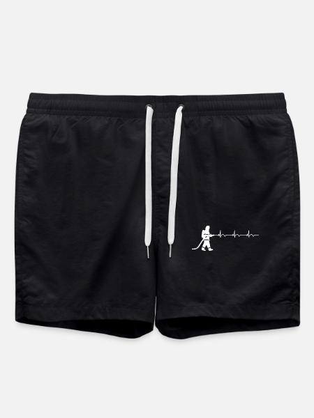 Firefighter Fire Brigade ECG Heartbeat - Swim Trunks - black