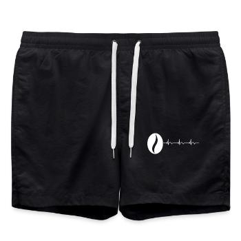 Kaffeebohne Kaffeeliebhaber Kaffee EKG Herzschlag - Badeshorts - Schwarz - Vorne - AI Model Male 185 light (185cm)