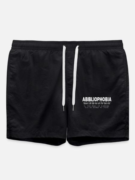 Abibliophobia - Funny Reading Bookworm Reader Gift - Swim Trunks - black