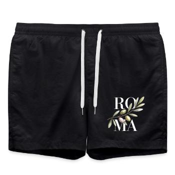 ROMA – Olive Branch - Swim Trunks - black - Front - AI Model Male 185 light (185cm)